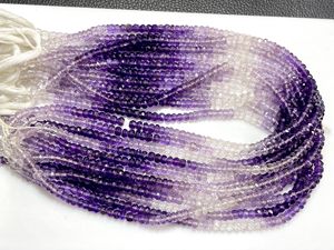 Perles en forme de rondelle à facettes en améthyste violette naturelle de 4mm en gros - Product Image 4