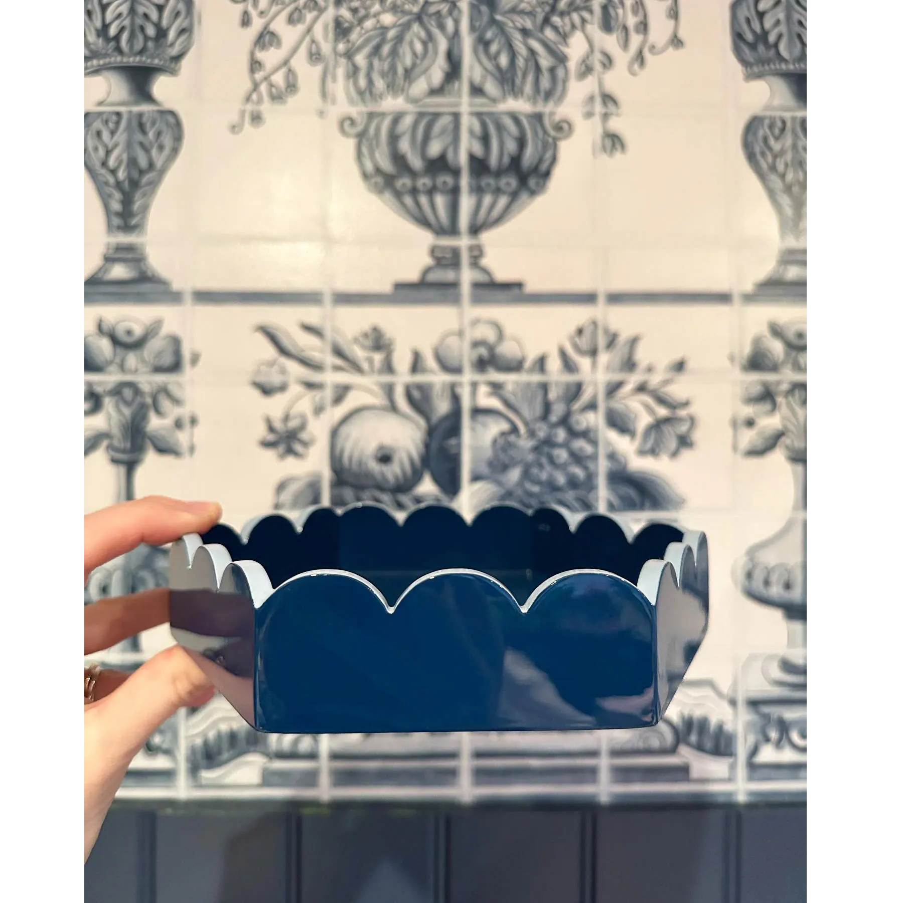 Mini Trays Lacquerware Trinket Tray Scallop Decorative Luxury Table Countertop Handmade Vietnam Customize Lacquer Vanity Tray