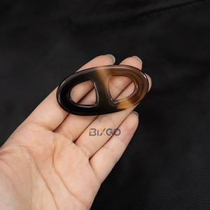 Nouvel arrivage d'anneau de foulard en corne de buffle naturelle faite à la main en forme d'Elipse Best-seller Fashion Ring Buckle taille 4 - Product Image 2