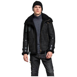Men's Custom Genuine Leather <b>Jacket</b> with Stylish High Street Pattern <b>Waterproof</b> Zipper Closure <b>Winter</b> Sweaters & Clothing - Product Image 1