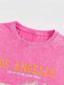 Camiseta extragrande Rosa lavada con ácido Vintage 100% algodón estampado gráfico logotipo personalizado ropa de calle camiseta suave transpirable camisetas para hombre - Product Image 6