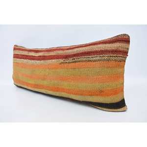 Cojín de lana a rayas bohemio naranja de lujo de 16x36 pulgadas, cojín decorativo tejido con patrón Vintage para coche y suelo - Product Image 4