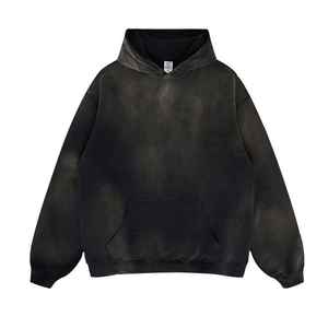 Streetwear personnalisé 500GSM Heavyweight Vintage Washed Sweat à capuche gris foncé pour hommes - Product Image 1