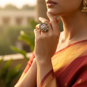 แหวนค็อกเทลชุบทองคำแท้สำหรับผู้หญิง ประดับเพชรทรง Asscher และมรกต งานแฮนด์เมด ลายเรขาคณิต พร้อมใบรับรอง IGI คุณภาพเยี่ยม - Product Image 2