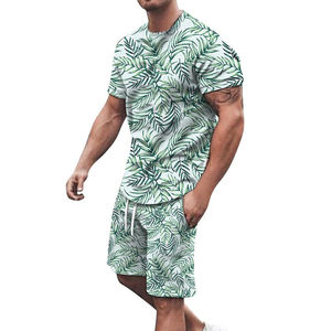 Ropa deportiva personalizada con cuello redondo y pantalones cortos con estampado de chándal informal para hombre, conjuntos de chándal de verano a precio barato - Product Image 1