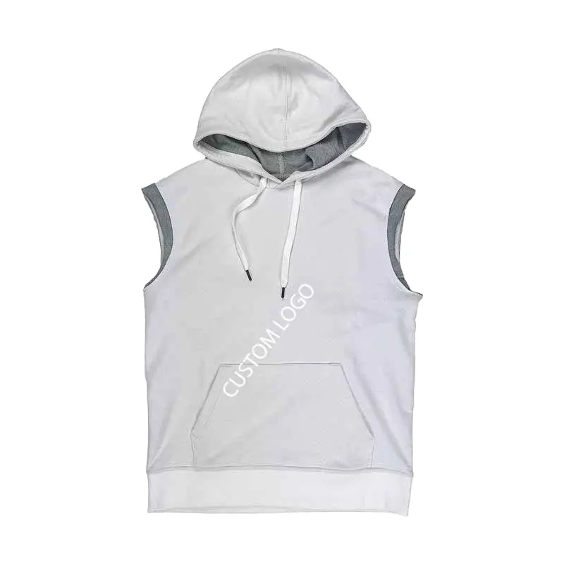 320 Gram 100% Polyester Gym Wear Uitstekende Print Nieuwste Mannen Mouwloze Aangepaste Kleur Hoodie