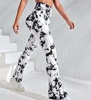 Logo personnalisé imprimé animal cravate teinture évasée taille haute hanche levage grande taille séchage rapide sans couture Yoga Fitness Leggings pour filles