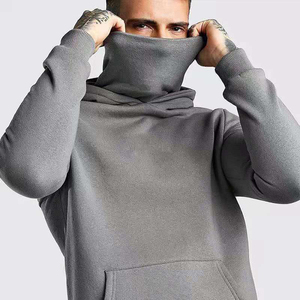 Sudadera con capucha minimalista de cuello alto para hombre, ropa de calle lisa de gran tamaño, ropa cálida de invierno, sudaderas con capucha para hombre simples y geniales - Product Image 2