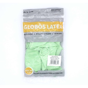 Globos de Látex Decotex 45cm Verde Pastel, Bolsa de 6 Piezas, Decoración para Fiestas - Product Image 1
