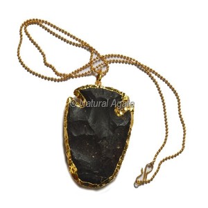 Compre collar de punta de flecha galvanizado de ágata natural personalizado al por mayor en línea - Product Image 4