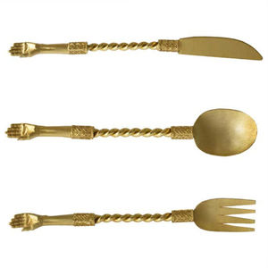 ชุดมีด5ชิ้นด้ามจับดีไซน์รูปดอกลิลลี่สีเงินแบบอเมริกันหรูหราทำจากสแตนเลสสตีลสไตล์วินเทจ - Product Image 5