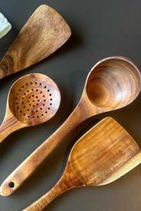 Juego de Utensilios de Cocina de Madera Natural Ecológicos Antiadherentes de 4 Piezas, Personalizables - Product Image 4