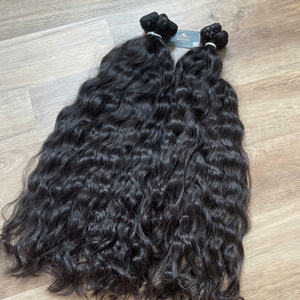 Cabello natural más vendido, cutícula alineada, cabello de trama ondulada natural, cabello humano vietnamita crudo, sin desprendimiento, sin enredos - Product Image 3