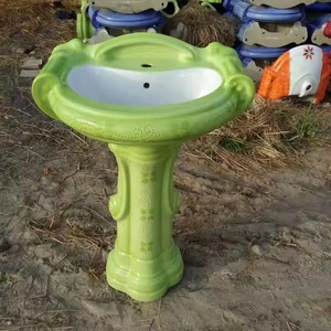 Lavabo sur pied rond personnalisé Lavabo moderne en céramique de couleur marbre pour salle de bain - Product Image 1