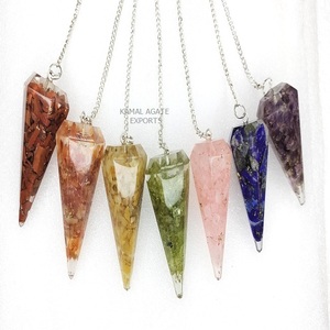 Pendules d'orgonite assortis pour la radiesthésie, le Reiki, les radiesthésistes, avec des pierres semi-précieuses, artisanat, pendules d'orgonite pour les chakras - Product Image 2