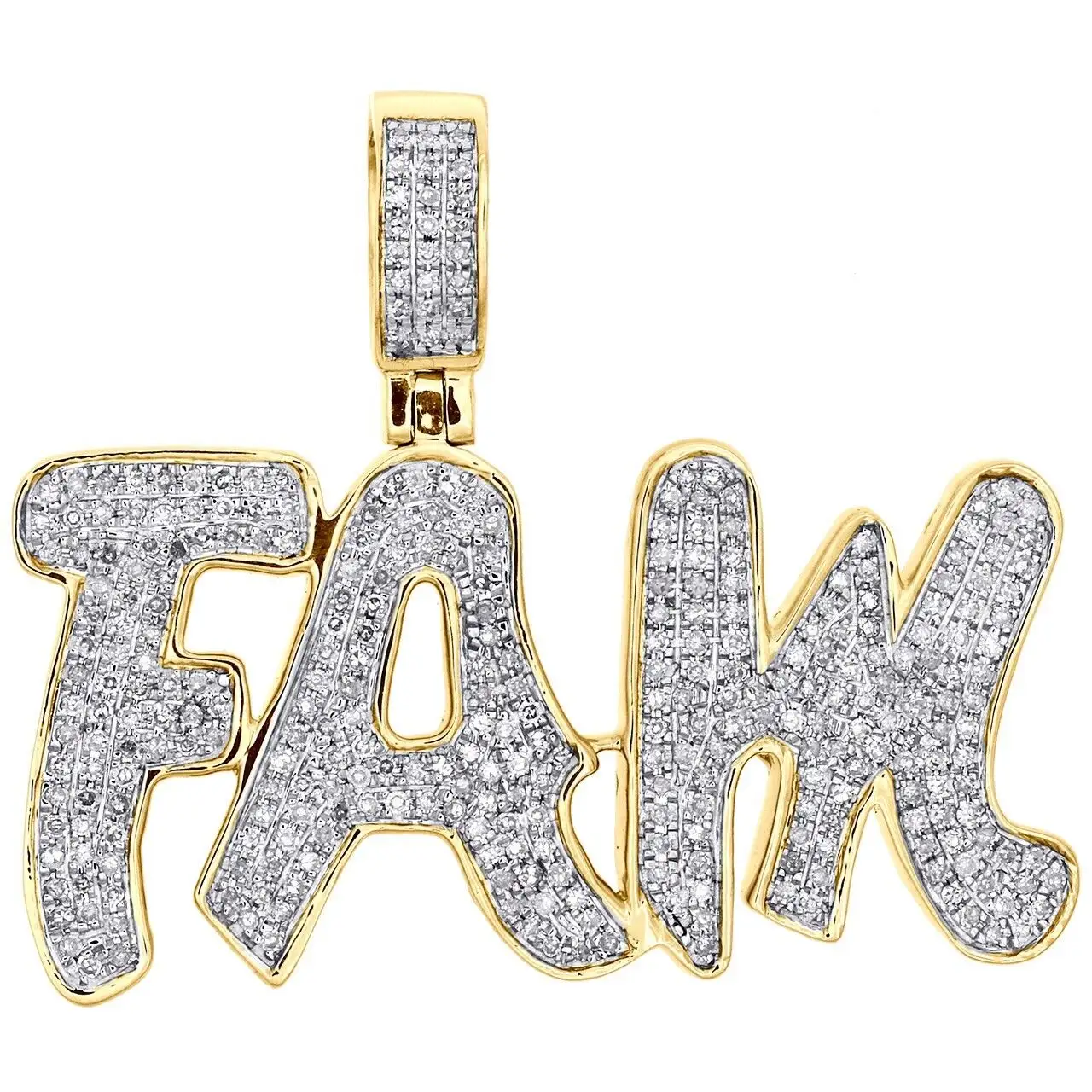1 Ctw Real Moissanite 14K Yellow Gold Plated FAM Statement FAMILY Pendant