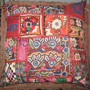 Bohemian Patchwork Throw Vintage almohadas Hippie decoración del hogar funda de cojín indio hecho a mano bordado cuentas de vidrio funda de almohada - Product Image 1