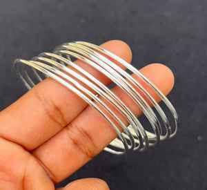 925 Silver 8 Of <b>Set</b> Polished Chunky Wide Band Minimalist Vintage Bahamian Stackable <b>Bracelet</b> Women Fashion Jewelry Wholesale - Product Image 5