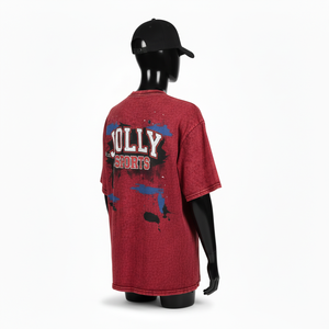 Chemise pour femme en coton jersey délavé à l'acide, 200 GSM, tissu doux et respirant, rouge vintage, logo imprimé sur écran personnalisé, respirant - Product Image 5