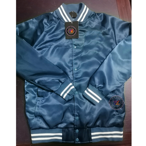 Veste bomber en satin personnalisée avec logo en gros, vêtements d'extérieur décontractés, style veste de baseball, vêtements de sport et de rue, veste de baseball - Product Image 1