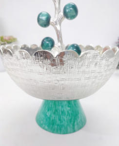 แท่นวางชามผลไม้พร้อมฐานเรซินเคลือบนิกเกิลนูนแท่นวางผลไม้หรูหราพรีเมี่ยมพร้อมฐานทำจากเรซิน - Product Image 5