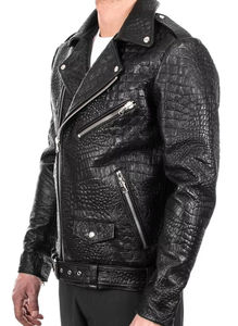 Veste en cuir de vachette de luxe tendance pour hommes, veste de moto en cuir de vachette, veste d'hiver pour motard, veste d'hiver pour motard en gros - Product Image 4