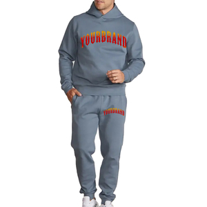 Venta al por mayor chándal de gran tamaño para los hombres de peso pesado 100% algodón polar 2 piezas pantalones de chándal holgados y Sudadera con capucha conjunto de chándal para hombre - Product Image 4