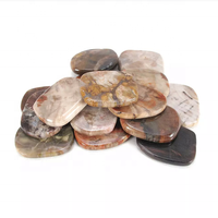 Taş düz palm taşlaşmış jasper düz palm kristal taş doğal taş düz oval şekil cep taş koruma toptancı