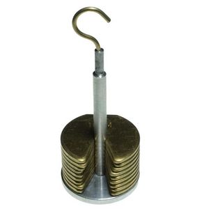 Ensemble de 9 poids en laiton à fente pour laboratoire sur support, 10g chacun - Product Image 1