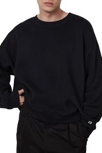 Custom Logo <b>Wholesale</b> Oversized Black Drop-Shoulder Sweatshirt for Men 100% Cotton High Quality GSM Streetwear - Product Image 2