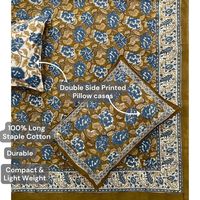 Drap de lit artisanal de luxe en coton 100% biologique, taille super king |   Imprimé floral d'hortensia |   Ensemble de literie imprimé à la main 200TC