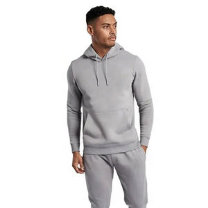Ensemble survêtement en coton lourd gris de haute qualité, sweat-shirt et pantalon de survêtement, ensemble deux pièces d'hiver, tenue de sport et de rue confortable - Product Image 1