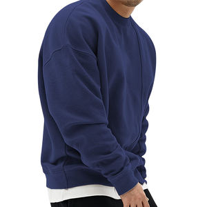 Sudadera térmica de cuello redondo de gran tamaño para hombre, Jersey bordado de algodón liso, sudaderas con capucha con estampado de logotipo personalizado - Product Image 2