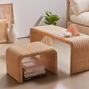 Ensemble de tables basses en rotin minimalisme Table Boho en rotin naturel pour meubles de salon - Product Image 5