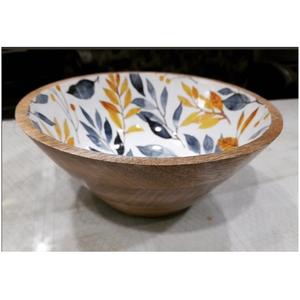 Bol de service en bois fini émaillé noir hautement poli le plus populaire, décor de pièce maîtresse de cuisine et articles de vaisselle modernes - Product Image 4