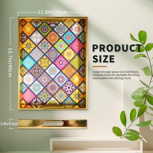 ถาดเสิร์ฟไม้ลายดอกไม้สีสันสดใส ดีไซน์ทรงสี่เหลี่ยมผืนผ้า งานฝีมือจากไม้เป็นมิตรกับสิ่งแวดล้อม น้ำหนักเบา เหมาะสำหรับใช้บนโต๊ะกาแฟ - Product Image 5