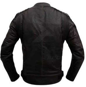 OEM Hombres de cuero genuino de la chaqueta de la motocicleta de piel de oveja Biker Coat Último Diseño Chaquetas de los hombres - Product Image 2