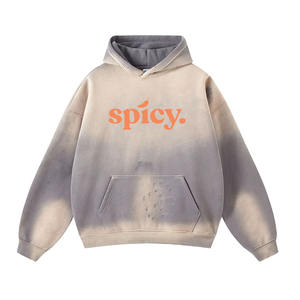 Stylish Acid Wash Hoodie Oversize Pullover Front Two Pocket Screen Printed Logo Design Street Wear Acid Wash Hoodies - Product Image 6