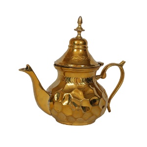 Tetera de Latón Martillado de Estilo Real, Acabado Mate de Latón Puro, para Servir Té y Café, Regalos Taluka, Material Metálico - Product Image 1