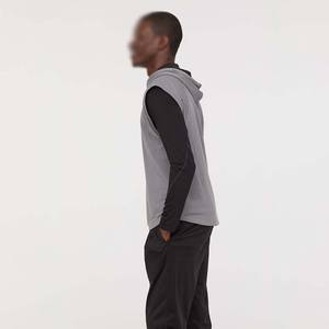Vêtements pour hommes de couleur gris chiné grande taille débardeurs pour hommes 100% coton polyester respirant sans manches à capuche fermeture éclair - Product Image 2