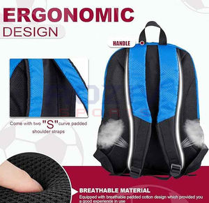 Nouveau sac à dos de football personnalisable avec doublure en polyester, bandoulière arquée, fermeture éclair – Conception avec compartiment pour ballons de sport - Product Image 3