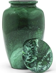 Urne funéraire en pierre de marbre vert, Urnes en marbre pour cendres, Urnes de crémation classiques vertes pour adulte - Product Image 1
