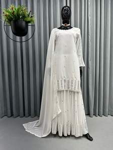 Derniers vêtements ethniques de créateurs pakistanais Ensemble magnifique robe georgette brodée Sharara Gharara Kurti personnalisable - Product Image 5