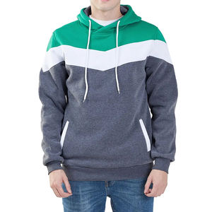 S25 <b>Men's</b> <b>Hoodie</b> High Quality OEM 100% Cotton Regular Fit <b>Thick</b> Fabric Color Block Custom Logo Fleece <b>Men</b> Drawstring <b>Hoodie</b> - Product Image 1