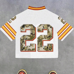 Maillot de football américain rétro personnalisé sur mesure, coupe oversize, manches courtes, en maille polyester, séchage rapide, respirant, style streetwear, coupe courte - Product Image 6