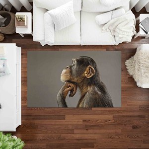 Alfombra Thinking Monkey: Regalo para Amantes de los Animales, Alfombra Antideslizante, Alfombra Suave No Tejida - Product Image 2
