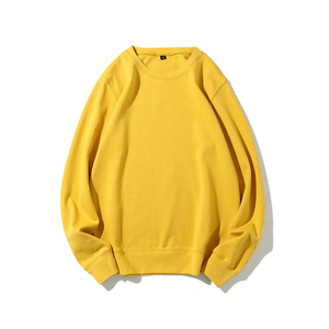 Sweat-shirt à capuche pour homme en coton uni jaune lourd, coupe ample, col rond, personnalisable avec logo - Product Image 1