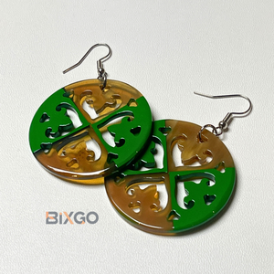 Pendientes de Plata Lacada Hechos a Mano en Vietnam, con Grabado Floral Verde, Estilo Vintage, para Bodas, Personalizados, al por Mayor, Accesorio de Moda - Product Image 2