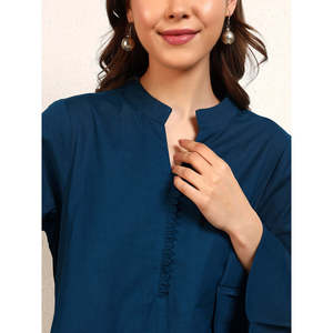 Ensemble coordonné DEEBACO pour femme, kurta en coton multi-tons unis à pois avec pantalon salwar longueur cheville, tenue occidentale - Product Image 2