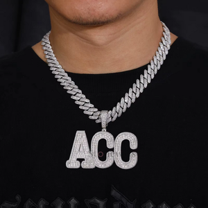 Argent Sterling 925 Plaqué Or 24kt Plaqué Rhodium Nom Personnalisé VVS Moissanite Naturelle Hip-Hop Fine Jewelry Pendentifs Charms - Product Image 5